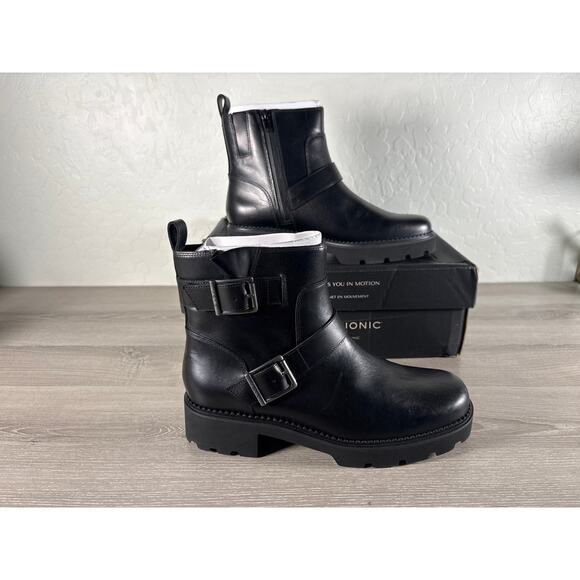 Vionic Fulsom Women’s Black Leather Waterproof Boots Size 9 EU 40- NIB - Picture 1 of 7